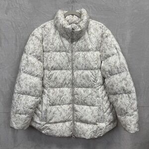 Athleta Jacket Womens 2X Beige Camo Downtown Printed Puffer Full Zip‎ Down Warm